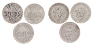 Sestava oběžných mincí 1918-1939